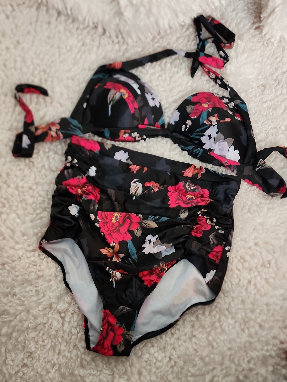 Black Floral 2 Piece Suit Size XXXL.  Cocoship.